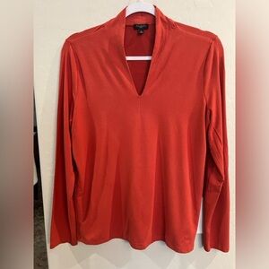 Talbots Large Petite vee neckline, long sleeve orange shirt